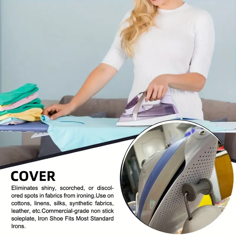 Teflon iron cover prevents fabric shine and burns